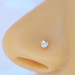 3mm Heart Solitaire Nose Stud Thin Tiny Nose Studs Nose Pin Nose Pins Thin Tiny Nose Piercing Gold Silver