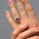 Adjustable Baguette Ring,Vintage Rings, Anniversary Ring,Statement Ring, Adjustable Ring, Rings for Women Pink, Purple