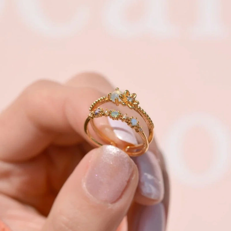 Flower Ring Adjustable Vintage Ring Knuckle Joint Gold Cute Ring Women Ring Gemstone Ring