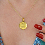Evil Eye Medallion Necklace, Pendant Necklace, Islamic Necklace, Muslim Necklace, Allah Necklace Gold