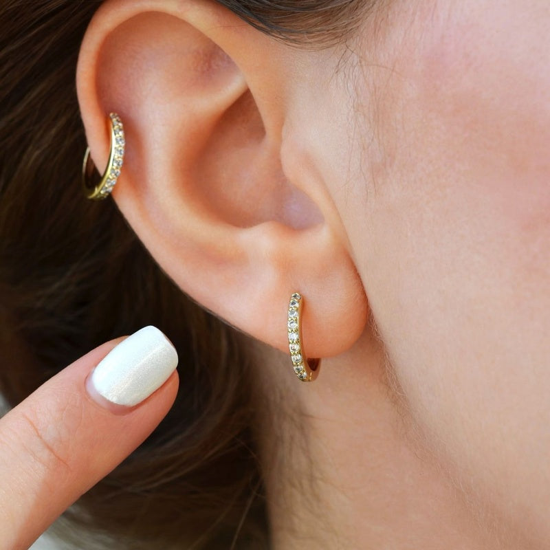 Mini Stone Hoop Earrings Huggie Hoop Earrings Stoned Hoop Earrings Silver Medium Hoop Earrings Gold Hoops Earring Set Gold Earrings