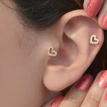 Heart Earrings Heart Piercing,Stud Earrings Tragus , Love Earrings Helix Piercing, and Cartilage Gold Silver