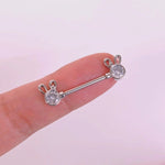 Mini Rabbit Nipple Piercing Nipple Barbells Nipple Bar Body Piercing Bridge Barbells Body Jewelry - Silver Rabbit Piercing