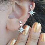 Polar Star Earring Dangle Earrings Dangle Piercing, Dangle Stars Charm Earrings Piercing Helix Cartilage Silver Colour