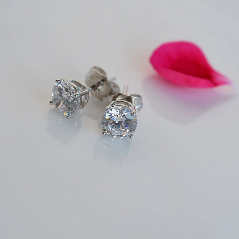 Moissanite Earrings,Single Stone Earrings, Stud Earrings, Solitaire Studs, Crystal Earrings, Zircon Stone, Birthstone Earrings, Gift For Her