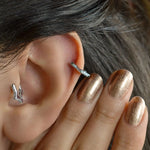Stony Star Mini Earring, Tragus Piercing, Helix Cartilage Earring Silver Color
