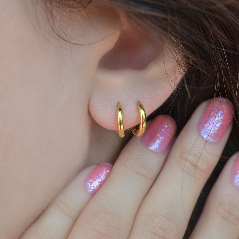 Hoop Earrings Nose Rings  Ring Piercing Hoop Flat Lip Eyebrow Gold and Silver 8 mm 10 mm 12 mm 14 mm 16 mm 18 mm 20 mm