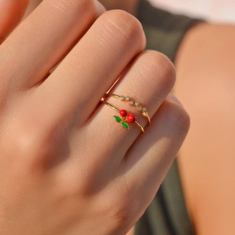 Cherry Ring - Adjustable Vintage Ring Knuckle Joint  Gold Ring Silver Ring Cute Ring Women Ring