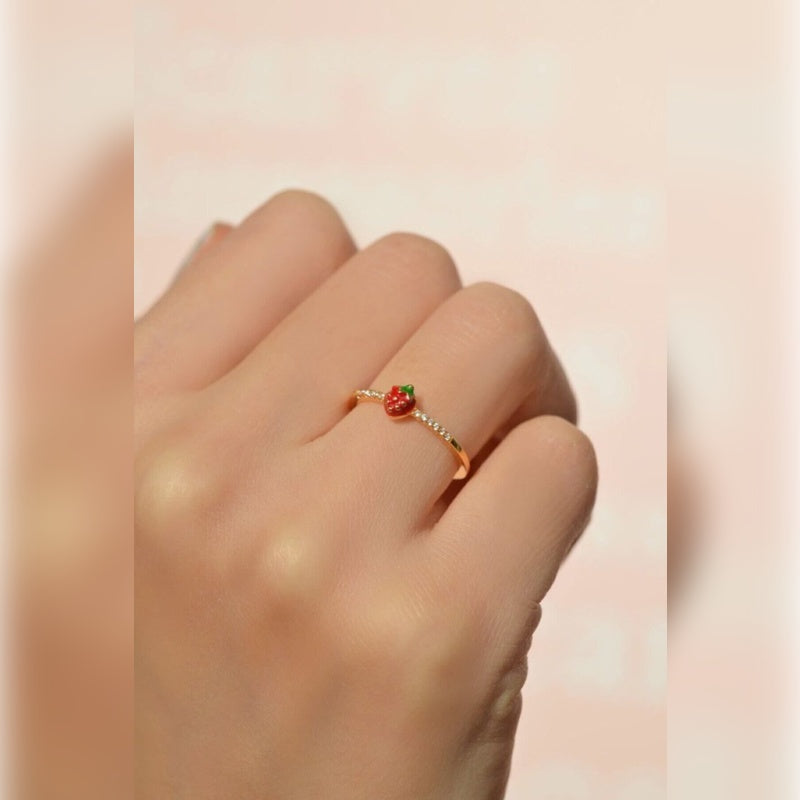Strawberry Ring - Adjustable Vintage Ring Knuckle Stackable Rings, Minimalist Rings, Joint  Gold Ring Silver Ring Cute Ring Women Ring