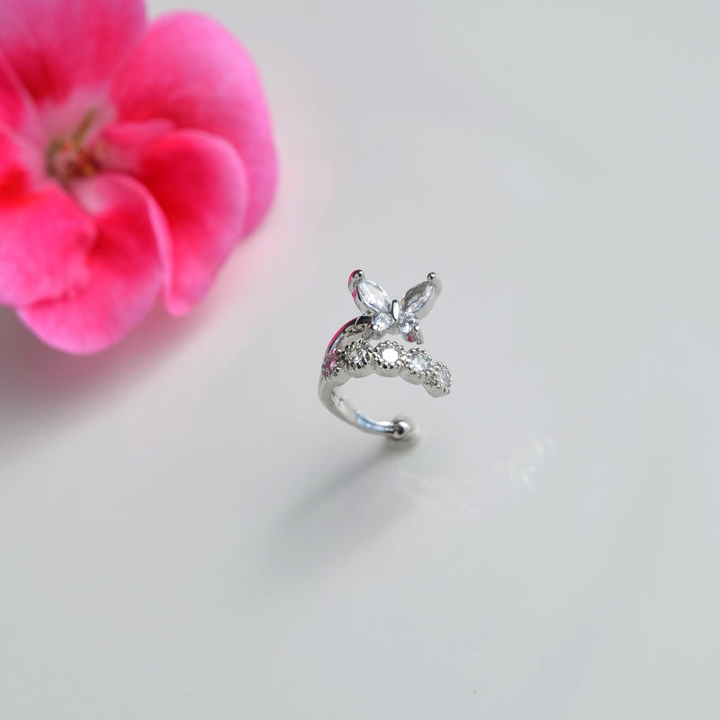 Butterfly Ear Cuff Compression Cartilage Earrings Earcuff with Stones  Gold and Silver