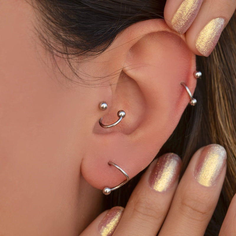 Twisted Piercing Spiral Piercing  Spiral Earrings Crimped Steel   for Tragus, Helix, and Cartilage  Gold Silver Black