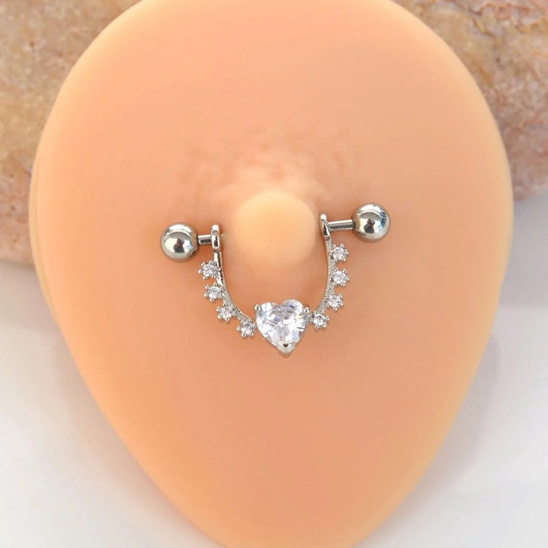 Heart Nipple Piercing Nipple Barbells Nipple Bar Body Piercing Bridge Barbells Body Jewelry