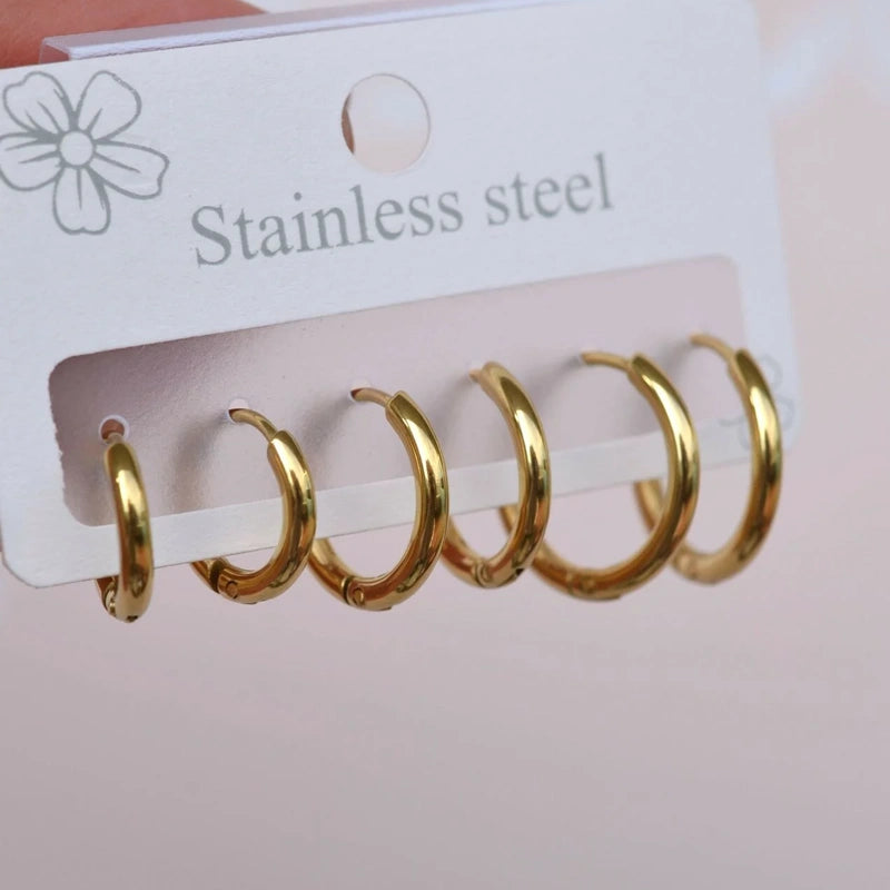 6 Pieces Hoop Earring Set, Earring Sets, Set Of 6, Hinged Hoop Earrings, Huggie Hoops, Gold Earrings, Silver Earrings