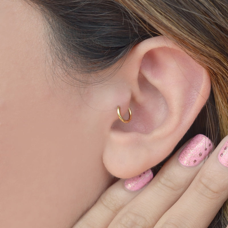 Plain Steel Earrings,  Ring Earrings, Hoop Earrings, Tragus Piercing for Helix and Cartilage Gold Silver Gift For Her
