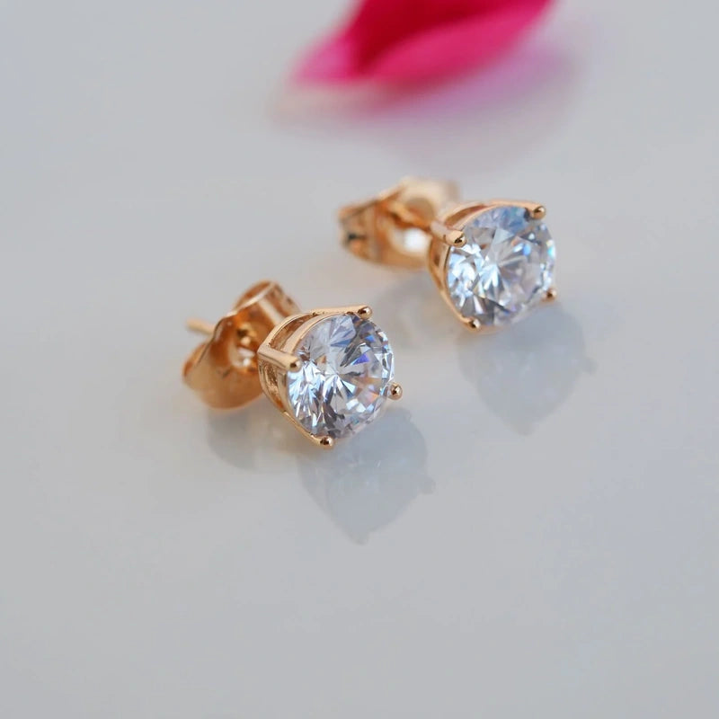 Moissanite Earrings,Single Stone Earrings, Stud Earrings, Solitaire Studs, Crystal Earrings,  Zircon Stone, Birthstone Earrings, Gift For Her
