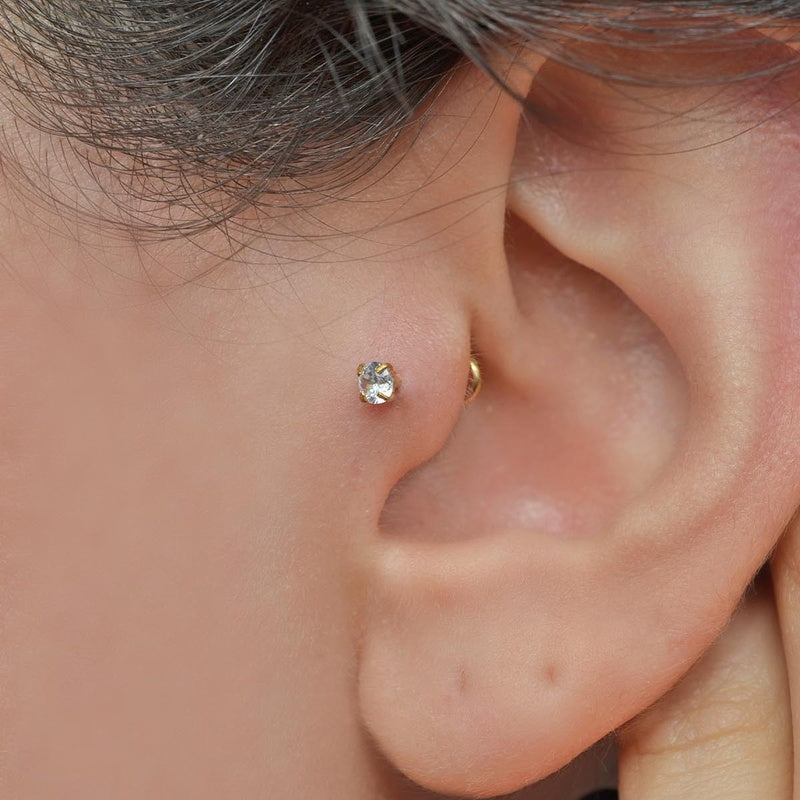 Solitaire Earring, Stud Earrings, Birthstone Earrings Stud  Piercing for Tragus, Helix, Cartilage, Conch and Nose Gift For Her