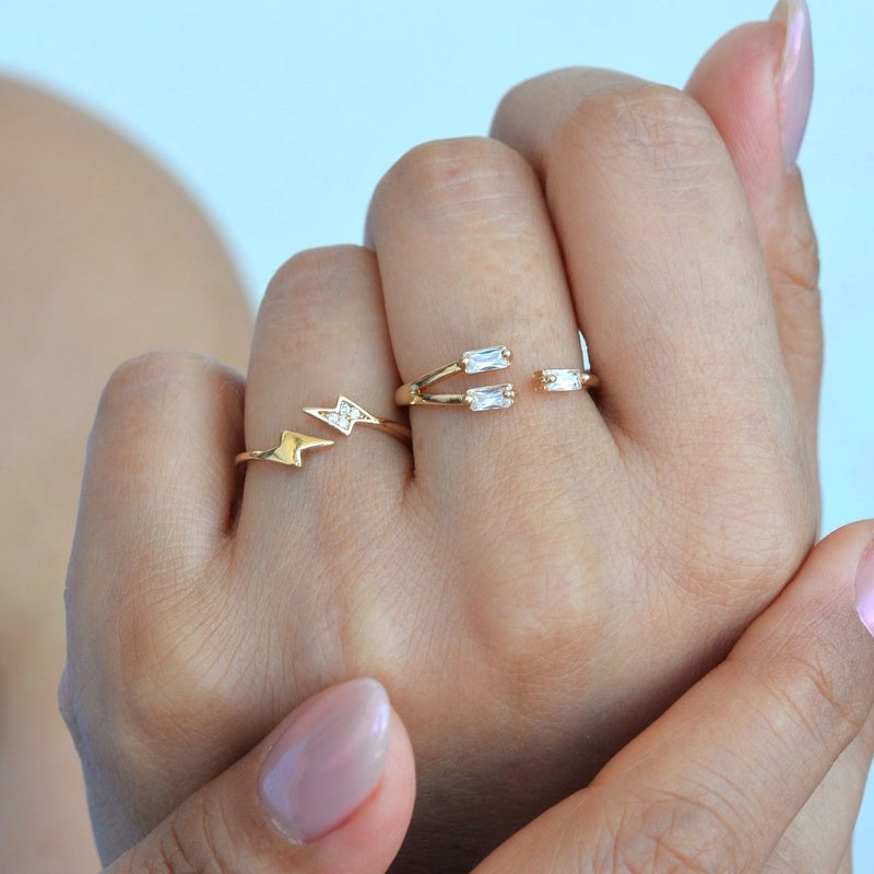 2 Of Set Ring Set  Adjustable Ring Knuckle Ring  Joint Rings Lightning  Ring Midi Rings